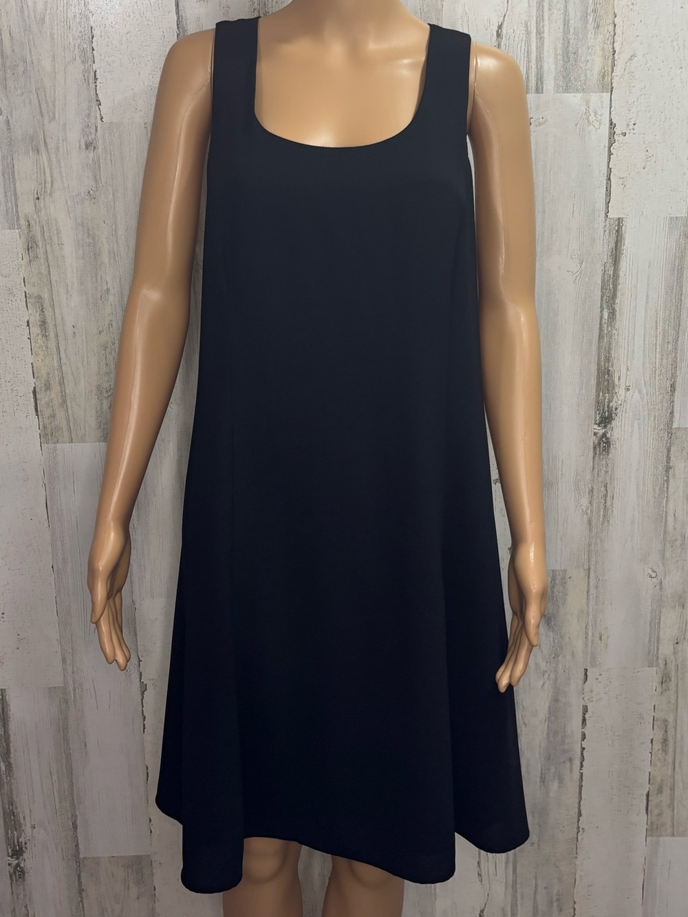 CDC Vintage Y2K Black Crepe Sleeveless Lattice Back Swing Dress